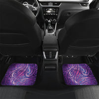 New Zealand Tui Bird Matariki Car Mats Kowhai Flower Silver Fern Galaxy Maori Pattern LT22 Set 2pcs - Back Purple - Polynesian Pride