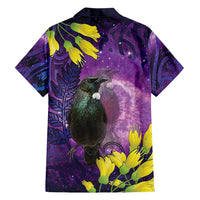 New Zealand Tui Bird Matariki Family Matching Summer Maxi Dress and Hawaiian Shirt Kowhai Flower Silver Fern Galaxy Maori Pattern LT22 - Polynesian Pride