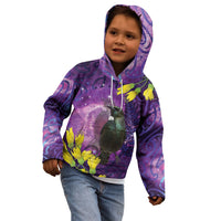New Zealand Tui Bird Matariki Kid Hoodie Kowhai Flower Silver Fern Galaxy Maori Pattern LT22 - Polynesian Pride