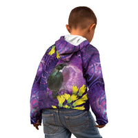 New Zealand Tui Bird Matariki Kid Hoodie Kowhai Flower Silver Fern Galaxy Maori Pattern LT22 - Polynesian Pride