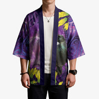 New Zealand Tui Bird Matariki Kimono Kowhai Flower Silver Fern Galaxy Maori Pattern LT22 - Polynesian Pride
