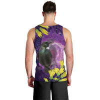 New Zealand Tui Bird Matariki Men Tank Top Kowhai Flower Silver Fern Galaxy Maori Pattern LT22 - Polynesian Pride