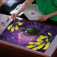 New Zealand Tui Bird Matariki Puzzle Kowhai Flower Silver Fern Galaxy Maori Pattern LT22 - Polynesian Pride