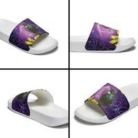 New Zealand Tui Bird Matariki Slide Sandals Kowhai Flower Silver Fern Galaxy Maori Pattern LT22 - Polynesian Pride