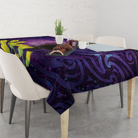 New Zealand Tui Bird Matariki Tablecloth Kowhai Flower Silver Fern Galaxy Maori Pattern LT22 - Polynesian Pride