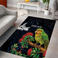 New Zealand Kakapo Matariki Personalised Area Rug Pohutukawa Flower Galaxy Maori Pattern LT22 - Polynesian Pride