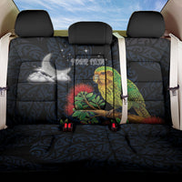 New Zealand Kakapo Matariki Personalised Back Car Seat Cover Pohutukawa Flower Galaxy Maori Pattern LT22 One Size Black - Polynesian Pride