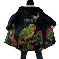 New Zealand Kakapo Matariki Personalised Cloak Pohutukawa Flower Galaxy Maori Pattern LT22 - Polynesian Pride