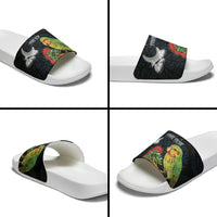 New Zealand Kakapo Matariki Personalised Slide Sandals Pohutukawa Flower Galaxy Maori Pattern LT22 - Polynesian Pride
