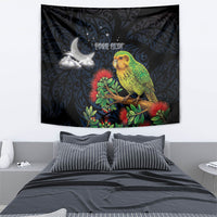 New Zealand Kakapo Matariki Personalised Tapestry Pohutukawa Flower Galaxy Maori Pattern LT22 - Polynesian Pride