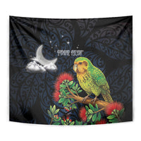 New Zealand Kakapo Matariki Personalised Tapestry Pohutukawa Flower Galaxy Maori Pattern LT22 - Polynesian Pride
