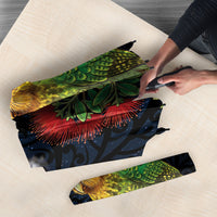 New Zealand Kakapo Matariki Personalised Umbrella Pohutukawa Flower Galaxy Maori Pattern LT22 - Polynesian Pride