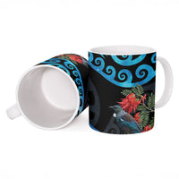 Tui Bird Kakabeak New Zealand Ceramic Mug Clianthus Galaxy Maori Koru Pattern LT22 - Polynesian Pride