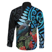 Tui Bird Kakabeak New Zealand Family Matching Long Sleeve Bodycon Dress and Hawaiian Shirt Clianthus Galaxy Maori Koru Pattern LT22 - Polynesian Pride
