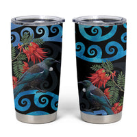 Tui Bird Kakabeak New Zealand Tumbler Cup Clianthus Galaxy Maori Koru Pattern LT22 Blue - Polynesian Pride