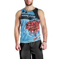 Personalised Snapper Fishing New Zealand Men Tank Top Tamure Fish Hook Maori Pattern LT22 - Polynesian Pride