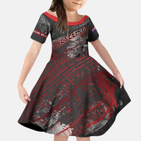 Personalised Cycling New Zealand Family Matching Long Sleeve Bodycon Dress and Hawaiian Shirt Aotearoa Pride Sportswear LT22 Daughter's Dress Red - Polynesian Pride