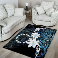 Cook Islands Maori Language Week Area Rug Tiare Maori Kuki Airani Blue Pattern