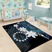Cook Islands Maori Language Week Area Rug Tiare Maori Kuki Airani Blue Pattern