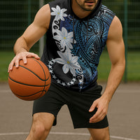 Cook Islands Maori Language Week Sleeveless Hoodie Tiare Maori Kuki Airani Blue Pattern
