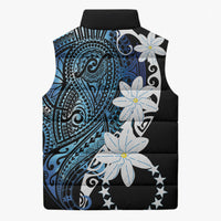 Cook Islands Maori Language Week Sleeveless Puffer Jacket Tiare Maori Kuki Airani Blue Pattern