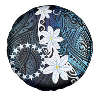 Cook Islands Maori Language Week Spare Tire Cover Tiare Maori Kuki Airani Blue Pattern