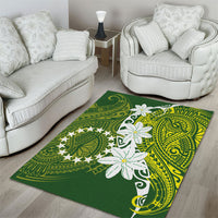 Cook Islands Maori Language Week Area Rug Tiare Maori Kuki Airani Green Pattern