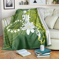 Cook Islands Maori Language Week Blanket Tiare Maori Kuki Airani Green Pattern