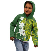 Cook Islands Maori Language Week Kid Hoodie Tiare Maori Kuki Airani Green Pattern LT22 - Polynesian Pride