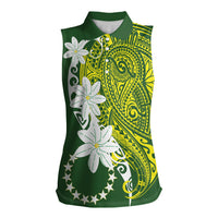 Cook Islands Maori Language Week Women Sleeveless Polo Shirt Tiare Maori Kuki Airani Green Pattern