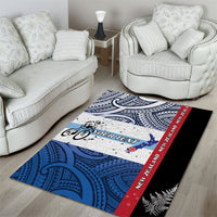 Personalised Cycling New Zealand Area Rug Aotearoa Map Fern Maori Pattern