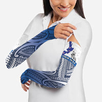 Personalised Cycling New Zealand Arm Sleeves Aotearoa Map Fern Maori Pattern LT22 - Polynesian Pride