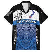 Personalised Cycling New Zealand Family Matching Off Shoulder Maxi Dress and Hawaiian Shirt Aotearoa Map Fern Maori Pattern LT22 Dad's Shirt - Short Sleeve Blue - Polynesian Pride