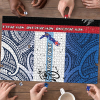 Personalised Cycling New Zealand Puzzle Aotearoa Map Fern Maori Pattern