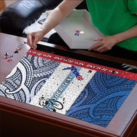 Personalised Cycling New Zealand Puzzle Aotearoa Map Fern Maori Pattern