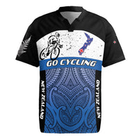 Personalised Cycling New Zealand Rugby Jersey Aotearoa Map Fern Maori Pattern