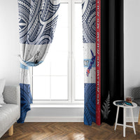 Personalised Cycling New Zealand Window Curtain Aotearoa Map Fern Maori Pattern