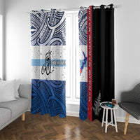 Personalised Cycling New Zealand Window Curtain Aotearoa Map Fern Maori Pattern