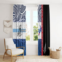 Personalised Cycling New Zealand Window Curtain Aotearoa Map Fern Maori Pattern