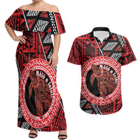 Personalised Tonga Language Week Couples Matching Off Shoulder Maxi Dress and Hawaiian Shirt Heilala Turtle Malo E Lelei