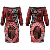 Personalised Tonga Language Week Couples Matching Off The Shoulder Long Sleeve Dress and Hawaiian Shirt Heilala Turtle Malo E Lelei
