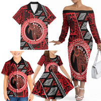 Personalised Tonga Language Week Family Matching Off The Shoulder Long Sleeve Dress and Hawaiian Shirt Heilala Turtle Malo E Lelei