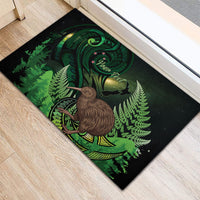 Kiwi New Zealand Personalised Rubber Doormat Aotearoa Map Silver Fern Koru Pattern LT22 - Polynesian Pride