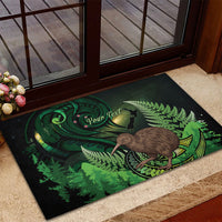 Kiwi New Zealand Personalised Rubber Doormat Aotearoa Map Silver Fern Koru Pattern LT22 - Polynesian Pride
