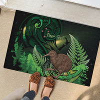 Kiwi New Zealand Personalised Rubber Doormat Aotearoa Map Silver Fern Koru Pattern LT22 - Polynesian Pride