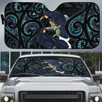 New Zealand Huia Bird Auto Sun Shade Paua Shell Maori Pattern
