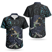 New Zealand Huia Bird Couples Matching Tank Maxi Dress and Hawaiian Shirt Paua Shell Maori Pattern LT22 - Polynesian Pride