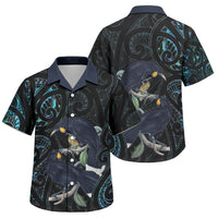 New Zealand Huia Bird Family Matching Short Sleeve Bodycon Dress and Hawaiian Shirt Paua Shell Maori Pattern LT22 Son's Shirt Black - Polynesian Pride