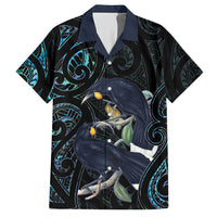 New Zealand Huia Bird Hawaiian Shirt Paua Shell Maori Pattern