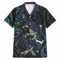 New Zealand Huia Bird Hawaiian Shirt Paua Shell Maori Pattern LT22 Black - Polynesian Pride